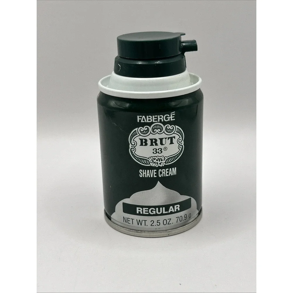 Fabergé Brut 33 Shave Cream Regular 2.5 oz Vintage Travel Size Grooming Can
